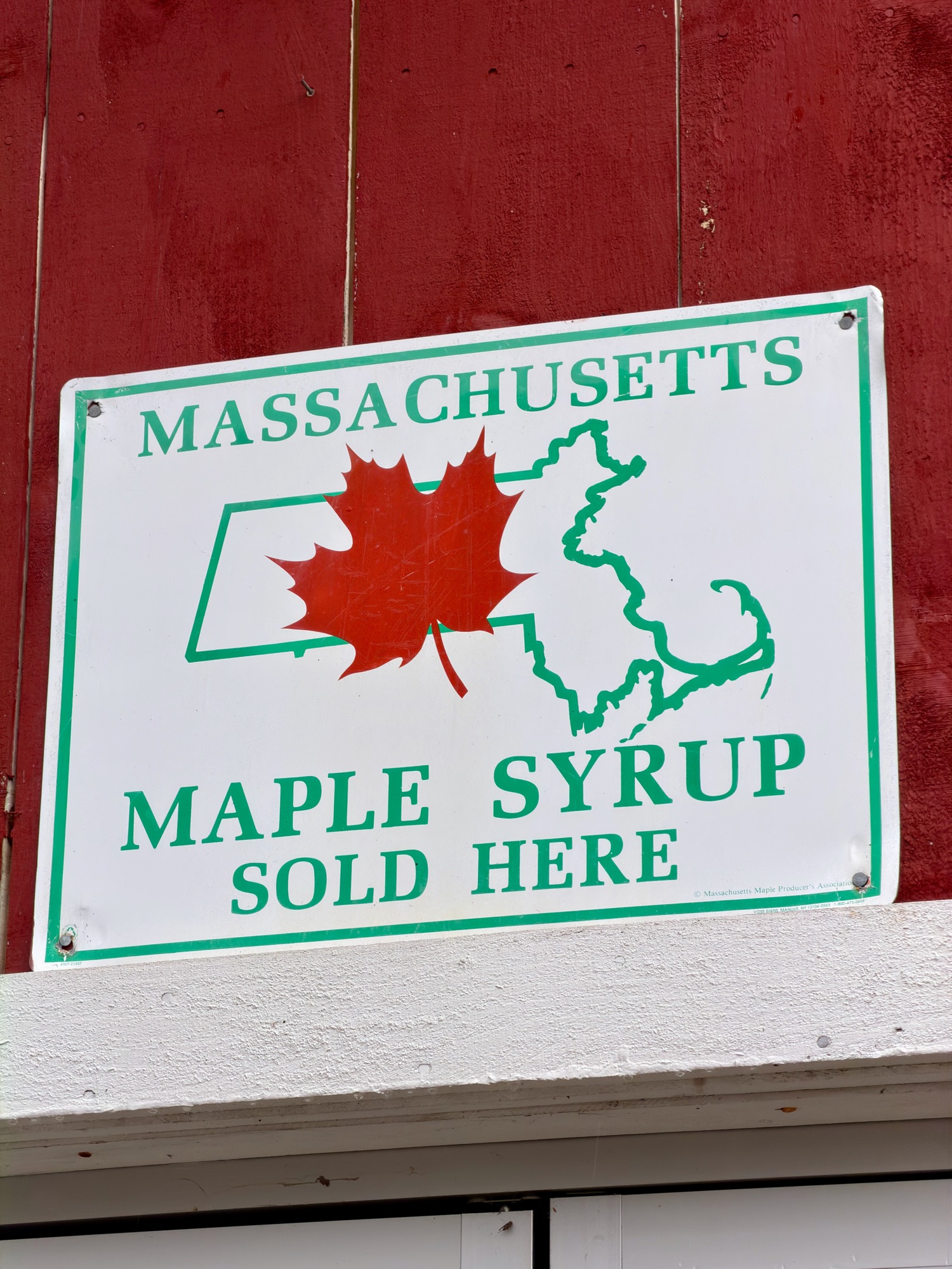Massachusetts Maple Syrup Sold Here sign